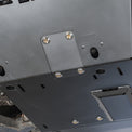 Detail of the heavy-duty bolt-in crossmember between the Tacoma frame rails