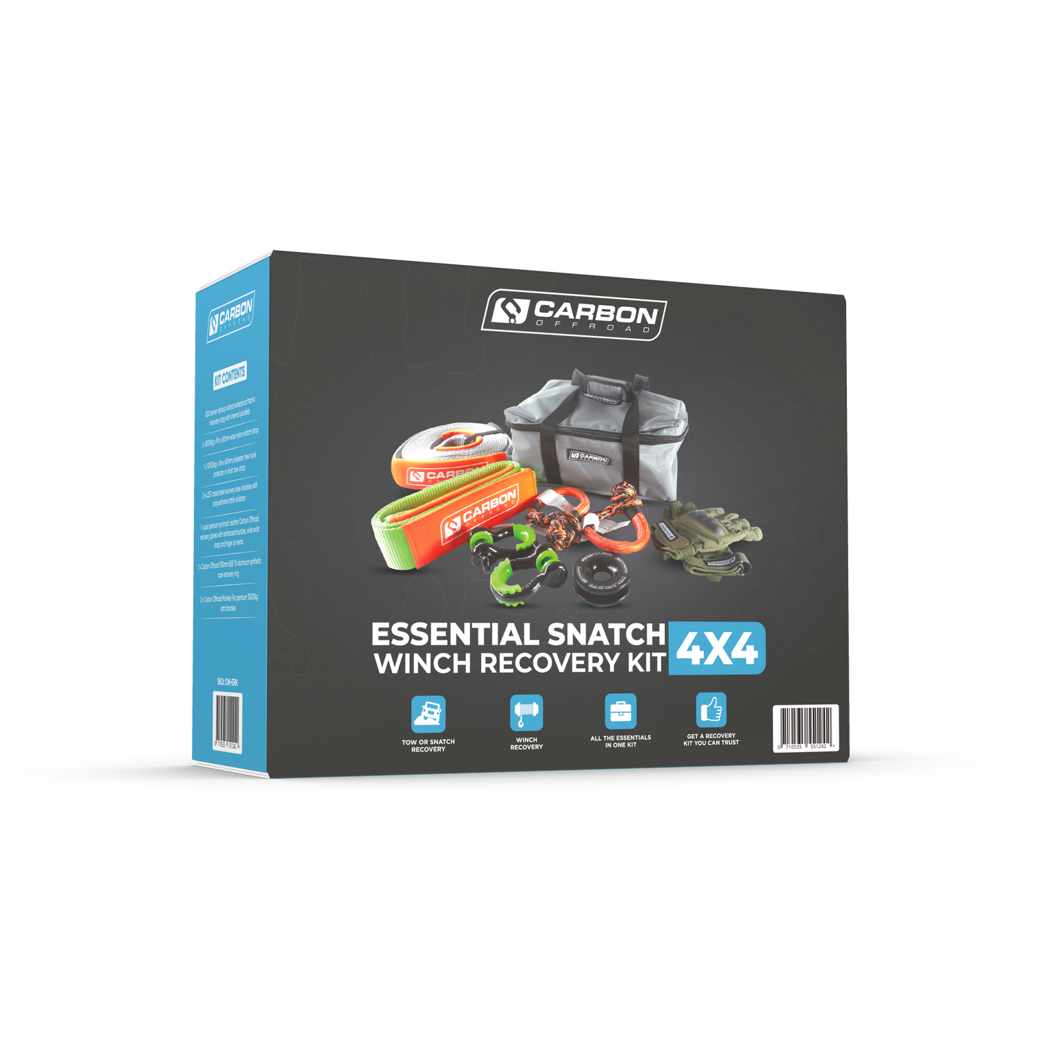 Carbon Offroad Essential Snatch and Winch 4x4 Recovery Kit