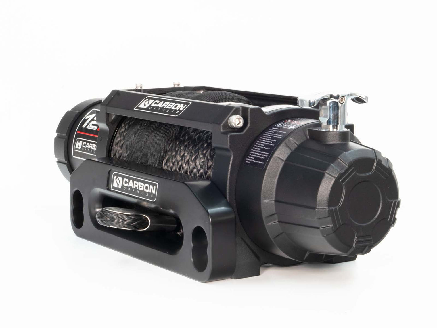 Carbon 12K 12000lb Electric Winch With Black Rope and Hook